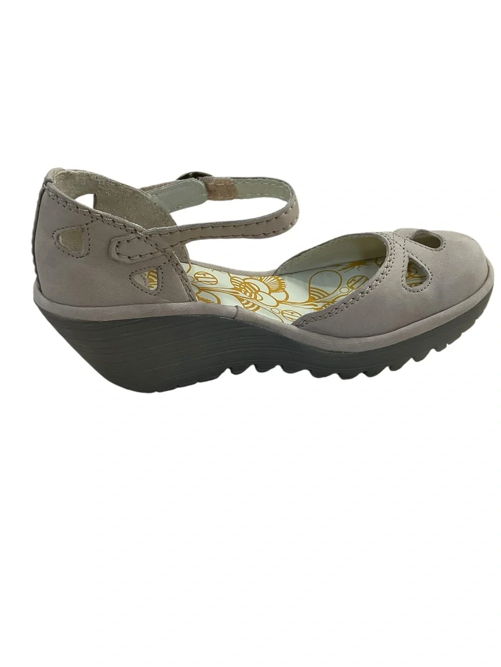 Fly London Yala Taupe Nubuck Leather Mary Jane Wedge Shoes 38 - Picture 5 of 11